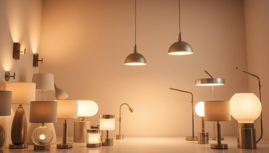 A well-lit, meticulously crafted display showcasing various Aloha lighting fixtures in a serene, minimalist setting. Soft, warm illumination emanates from the fixtures, casting a cozy, inviting ambiance. The foreground features an array of contemporary lamps and sconces, their sleek designs and high-quality finishes accentuated by careful studio lighting. In the middle ground, a few larger pendant lights hang gracefully, their clean lines and subtle accents complementing the overall aesthetic. The background is a simple, neutral-toned backdrop, allowing the lighting products to take center stage. The overall composition exudes a sense of tranquility and professionalism, highlighting the superior craftsmanship and maintenance of these Aloha lighting solutions.